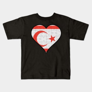 Turkish Cypriot Jigsaw Puzzle Heart Design - Gift for Turkish Cypriot With Northen Cyprus Roots Kids T-Shirt